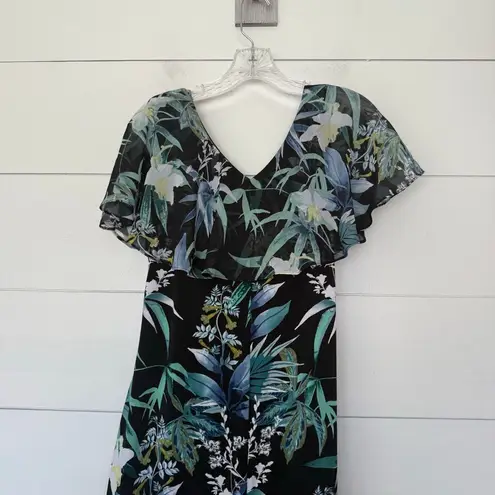 Connected Apparel Women’s 12 Black Floral Ruffle Dress