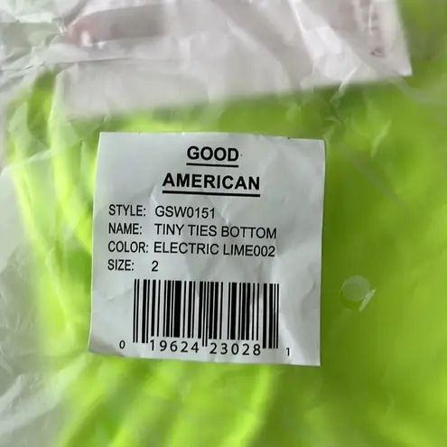 Good American New  Tiny Ties Women’s Bikini Bottoms in Electric Lime002 Medium