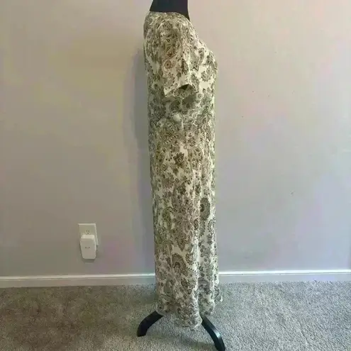 Petite Sophisticate Cream Paisley V Neck Maxi Dress Cottage Core Size 12 Petite