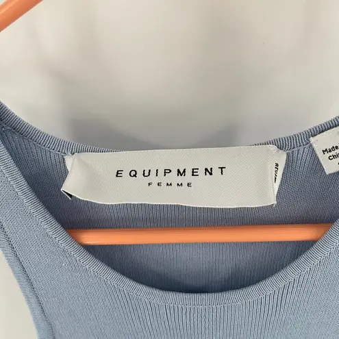 Equipment FEMME Tank Size Small Light Blue Racer *SAMPLE Stretch Ribbed Luxury