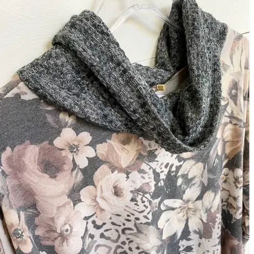 White Birch Waffle Cowl Neck Floral Multi Sweater SZ 1X NWT