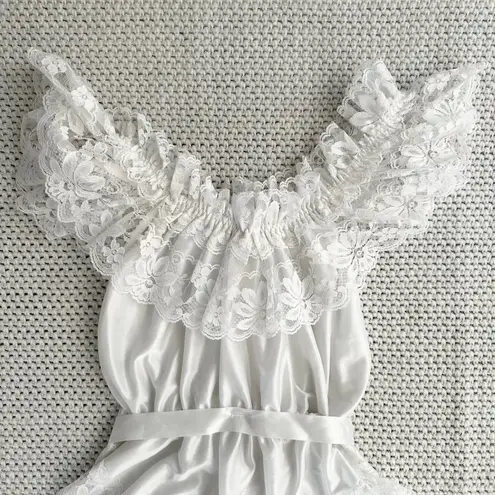 Dolores For Poirettes Union Vintage White Bride Lace Off Shoulder High Cut Teddy Size M