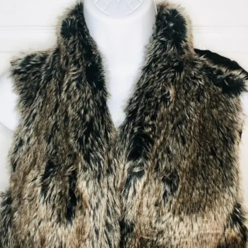 Sebby  Faux Fur Vest Sweater Back Brown Black M