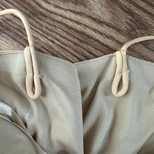 Mac Duggal Long Formal Dress Gold Tie Front with Key Hole Detail in Champagne