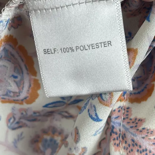 Rose + Olive  Tunic Top Women‎ 1X White Floral Lightweight Smocked Flowy Peasant