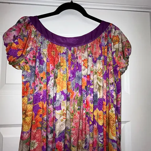 Argenti Floral Print Embellished Short Sleeve Baby Doll A