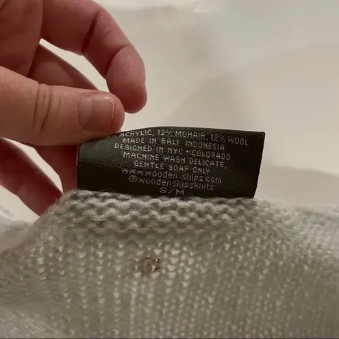 Wooden Ships Wooden Ships Slate Gray & Gold Polka Dot Mohair Wool Blend Long Sleeve Sweater