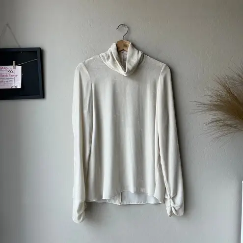 Forte Forte Turtleneck Cream Italian Velvet Silk Blend Long Sleeve Top Size 1