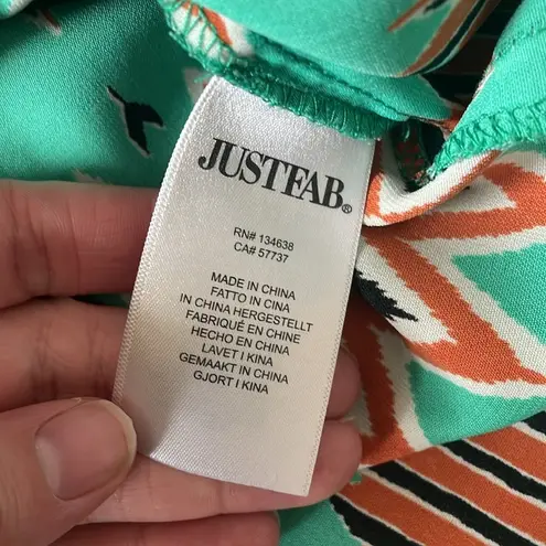 JustFab  Orange & Green Zig Zag V-Neck Tank Dress | Size Medium