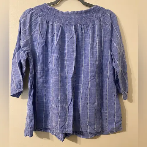 Womens FatFace Blue White Chambray Pullover Blouse Size 8