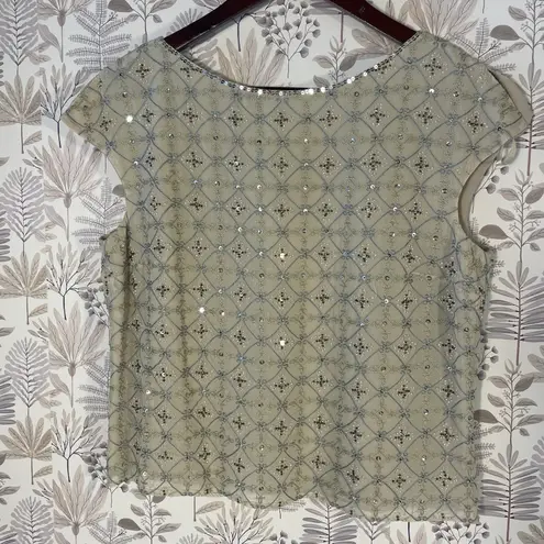 Talbots NWT Talbot Petite Beaded Silk Top Size 10 Sequin Embellished‎ Blouse Formal