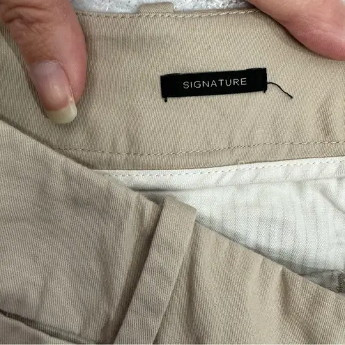 Talbots Signature Cropped Chinos Size 12P PETITE Tan Pink Embroidered Seashells