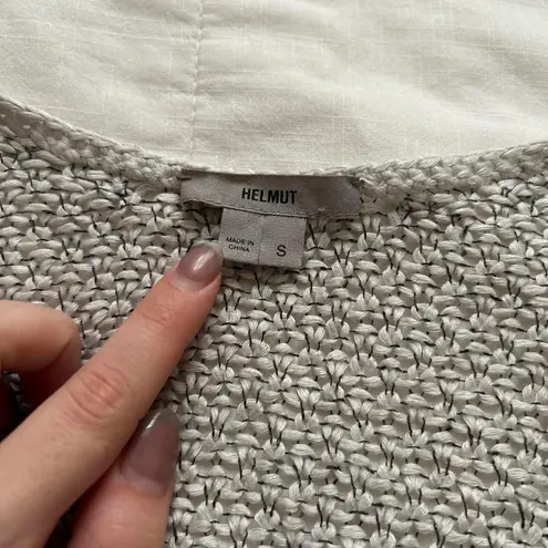 Helmut Lang Grey and white open knit sweater Size small