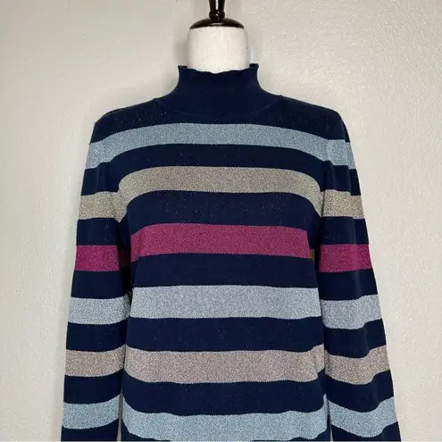 Maison Jules Womens Metallic Mock neck Pullover Sweater