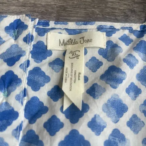 Matilda Jane Smocked Geometric Flutter Sleeve Top Size XL Cotton Summer