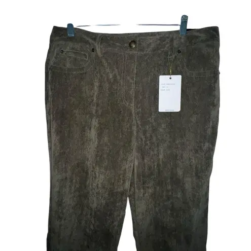 New Zac & Rachel Slim Leg Olive Green Corduroy Women's Pants Size 12 Stretch