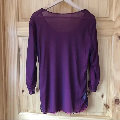 Avon Reversible Mesh Shirred Lettuce Hem Top size XL Pink Size L