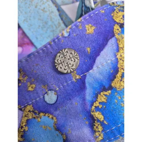 Simply Art by Dolcezza Watercolor Jacket 100% Cotton Gold Accents Sz L Purple Size L