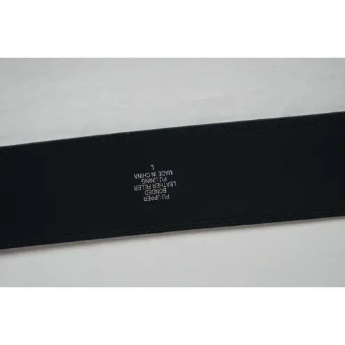 Vintage Wide Black Patent Leather Belt with Pointed Ends Retro