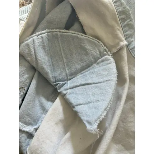 Vintage 80s FRESH Studded Gold Embellished Bomber Jacket Blue Cream Women's L Size L