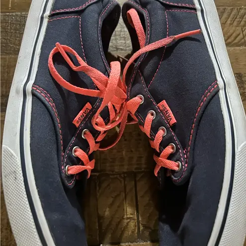Vans  "Off The Wall" Shoes Sz.‎ 9 Navy Blue Coral Stitching & Laces