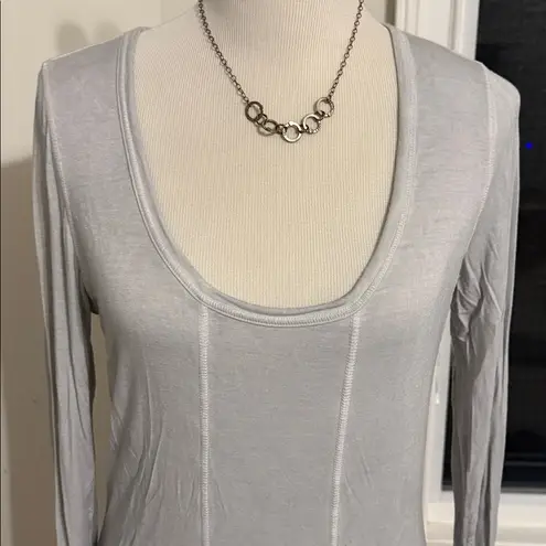 WRAP London, Light Grey LS Scoop neck Tee, Size 10, EUC Gray