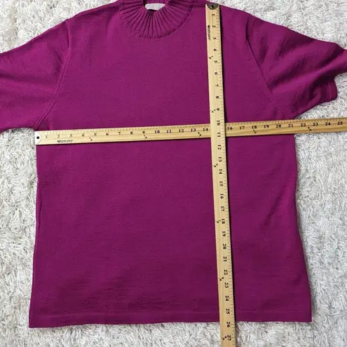 Vintage Marz Wool Short Sleeve Mock Neck Sweater Fuschia Size 14