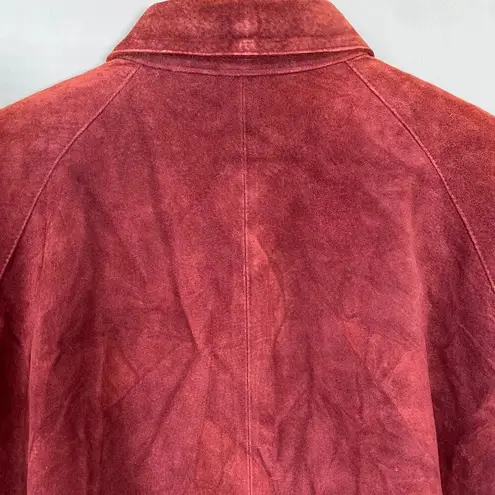 Hunt Club Vintage Women's XL Long Sleeve 100% Leather Suede Button Up Jacket Red