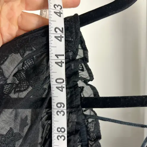 Hofmann Copenhagen Isabella Black Floral Lace Midi Dress Square Neck Puff Sleeve Size 4