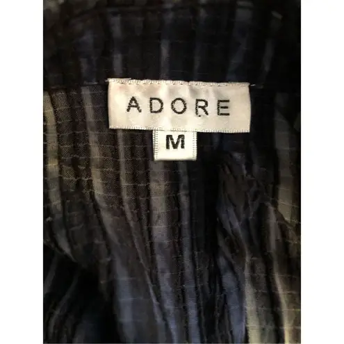 Adore accordion style blue and beige asymmetrical popover blouse Black Size M