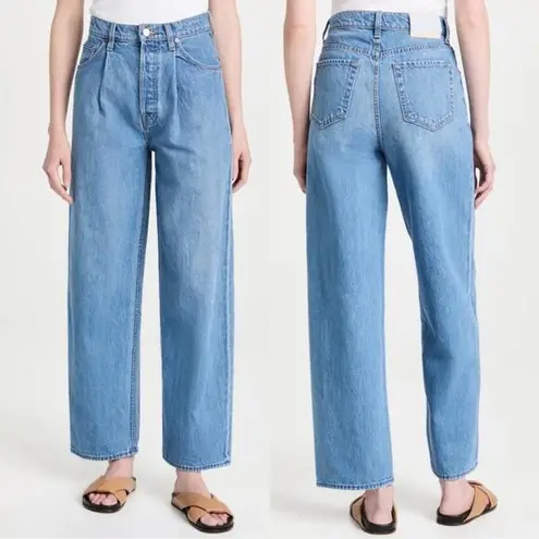 Mother SNACKS The Pleated Fun Dip Puddle Wide Leg Jeans Women’s Size 33 Blue