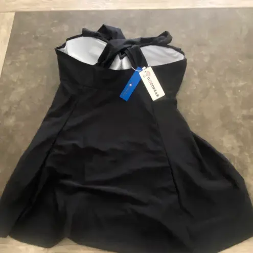 COCOPEAR Women's Elegant Crossover One Piece Swimdress Floral Skirted Sw… Black Size 3X