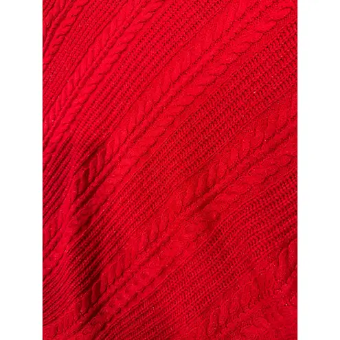 New York & Company Red Cable Knit Tunic Sweater Womens Long Sleeve Size L