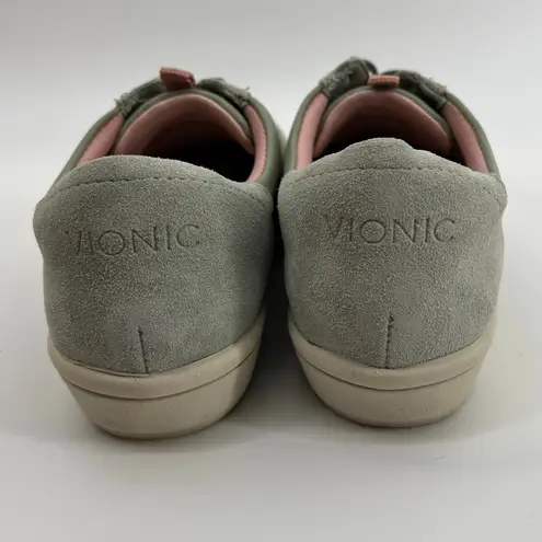 Vionic Women 5 Karigan Casual Comfort Lace-Up Slip On Sneaker Sage Leather Suede