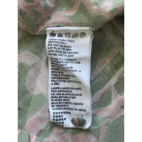 Cleobella Geen Pink Whitley Ruffle Sleeve Button Front Top Size Small