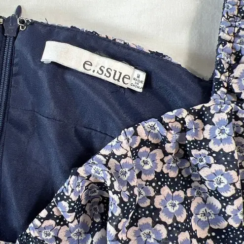 Essue E.Ssue Women's Medium Blue Floral Prairie Mini Dress Spring