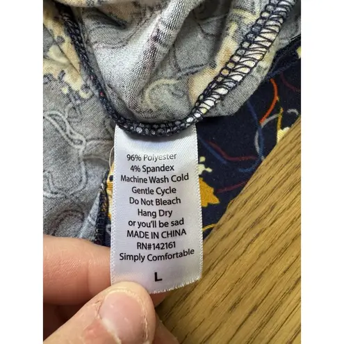 LuLaRoe  3/4 Sleeve Knit Raglan‎ T-Shirt Casual Floral Top Womens Size Large Fall