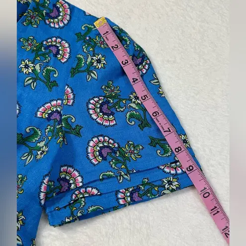 Boden Eve Linen Midi Dress Boho Preppy Blue Botanical Bunch Size 6R