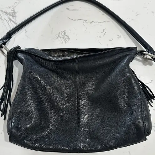 SVEN Berkeley USA Pebbled Black Leather Minimalist Shoulder Hobo Bag, EUC