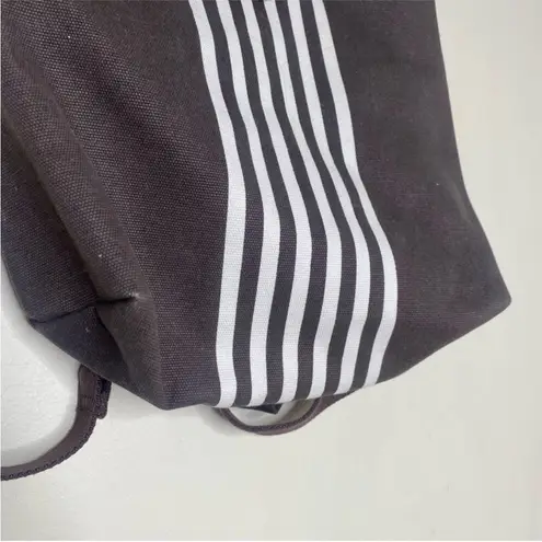 Henri Bendel Canvas Backpack Y2K Signature Dark Brown White Striped Convertible