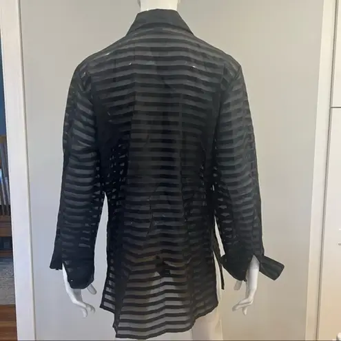 Ellen Tracy Linda Allard Sheer Check-Pattern Blouse/Cover Up