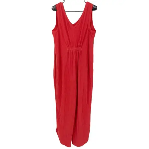 ANYBODY NWOT Coral Sleeveless Textured Knit Loungewear Jumpsuit Size Large Pink