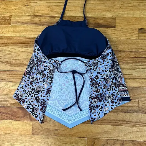 Kona Sol NWT Floral Handkerchief Halter Tankini Top Sz L