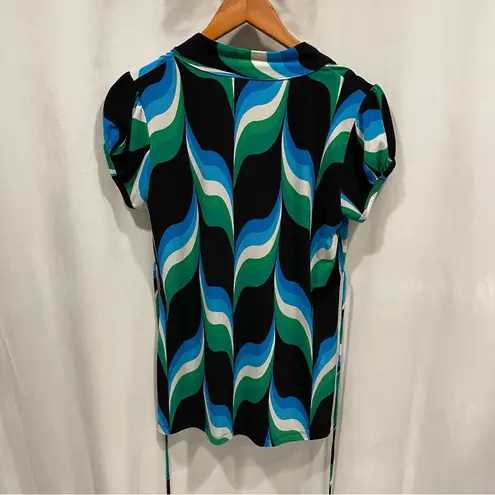 Heart soul Y2k green blue ruffle collar tie back babydoll flowy top stretchy