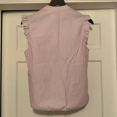 Miss Selfridge sleeveless cotton ruffled striped blouse, 8