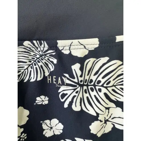 HEAT Swimwear Hawaiian Tropical Leaves Crossover Front Bikini Bottom Only S Blue