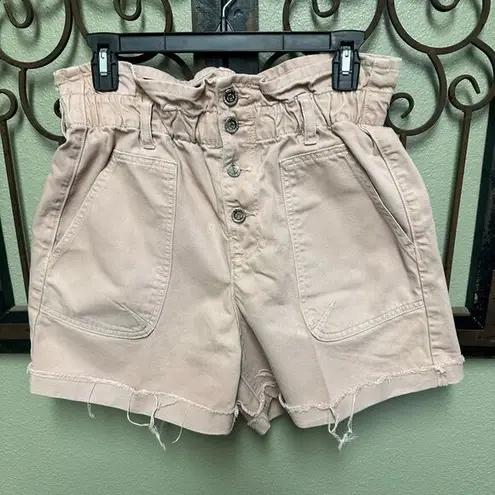 ZARA  blush pink denim paper bag high rise shorts