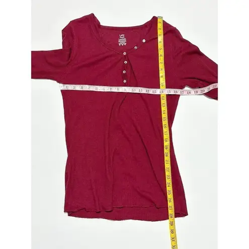 Lady Foot Locker Women's Henley Long Sleeve Pullover Shirt Burgundy Red Size XL Red