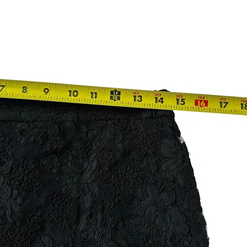 Monique Lhuillier Black Lace Floral Lined A-line Skirt Women Size 12 | 42-4