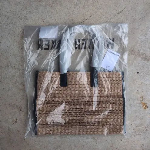 Walter Baker NWT Natural Woven Black Handles Black Trim Delaney Tote Bag